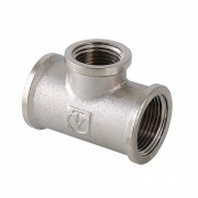 Тройник переходной резьбовой VALTEC VTr.750 - 1" x 3/4" x 1" (ВР/ВР/ВР, латунь никелированная)