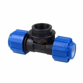 Тройник с переходом на внутреннюю резьбу Политэк - 40 x 1"1/4 (винтовой, для труб ПНД)