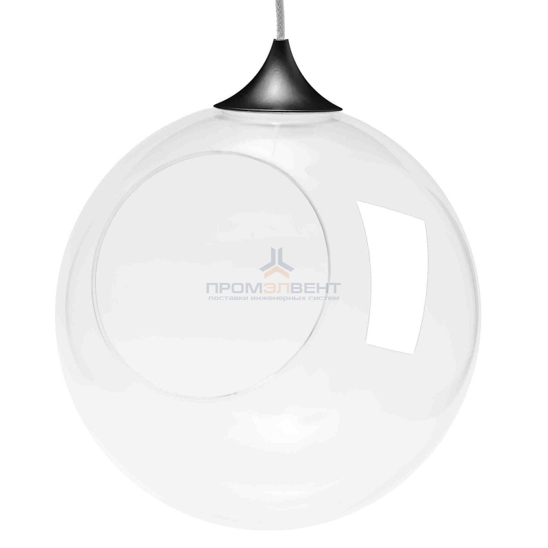 FT-15-01 Фитосветильник подвесной, светодиодный, стеклянный шар Ø200мм, 220В, 1Вт, кабель 1м, черный (без наполнения)