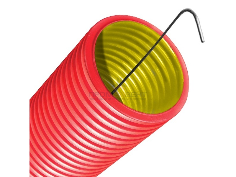 Труба двустенная гибкая DKC 140 мм, с протяжкой, с муфтой красная [бухта 50м]